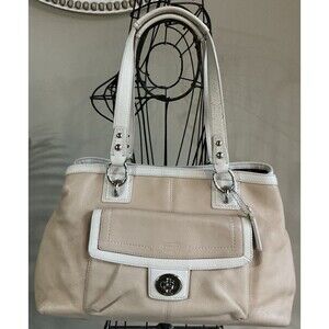 Coach Penelope Soft Pebbled Beige Leather Satchel Handbag Purse EUC